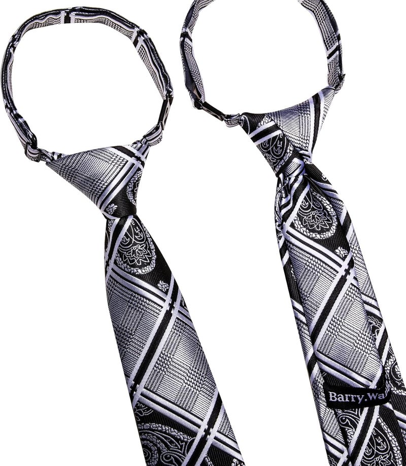 Barry.Wang Store Boys Ties School Pre-Tied Kids Necktie Handkerchief Clip Set Uniforms Child Ties for 8-14 Years Wedding Party - Image 2